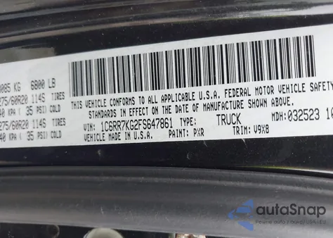 2015 Ram 1500 Express from USA, damaged, VIN 1C6RR7KG2FS647861